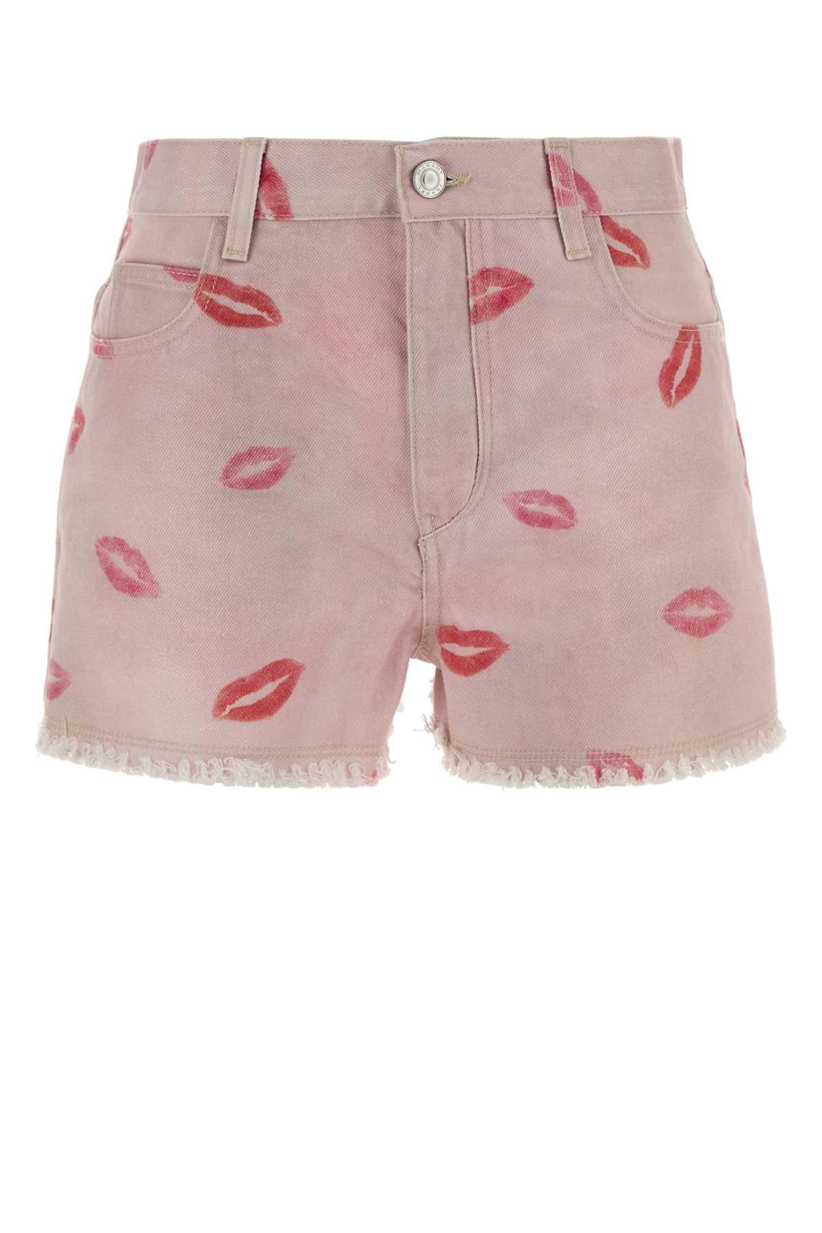 marant étoile printed denim lesia shorts