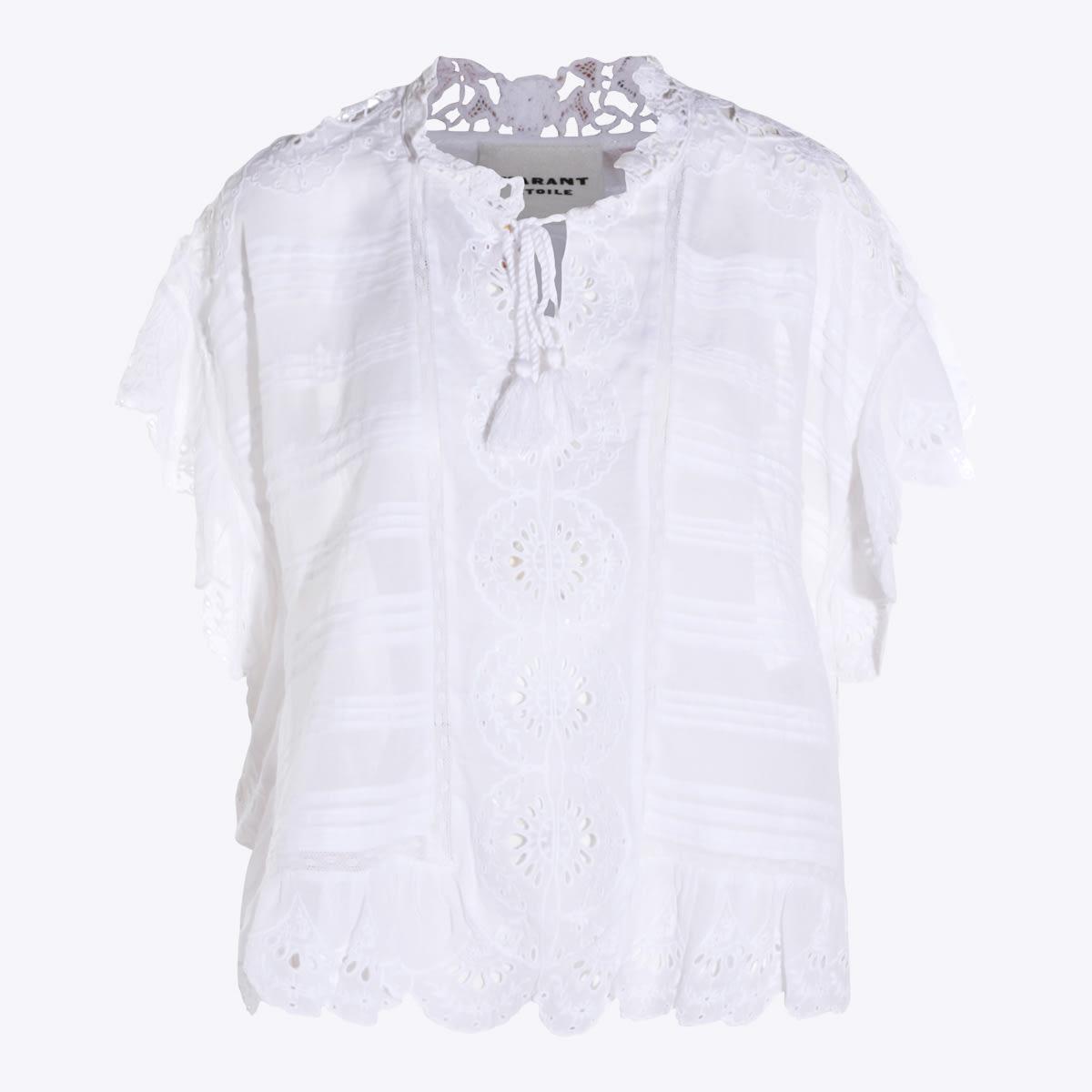 marant étoile white cotton lace top