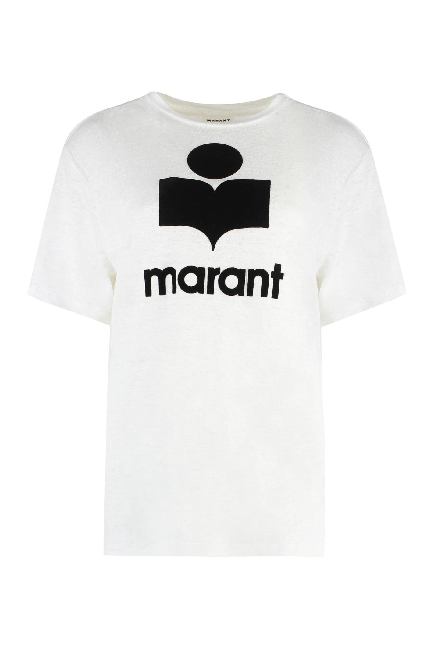 marant étoile zewel logo print linen t-shirt