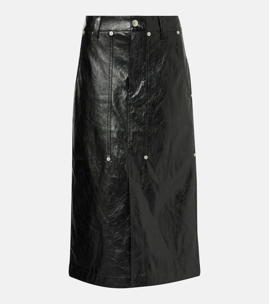 marant etoile angele faux leather midi skirt