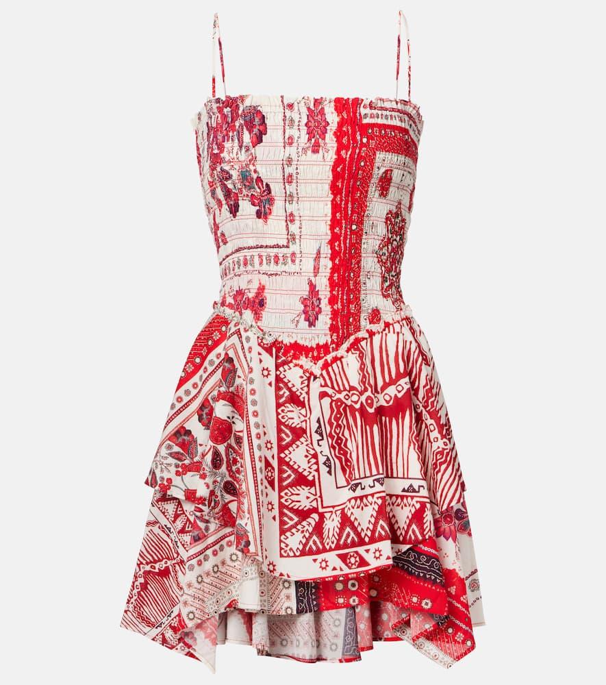 marant etoile anka shirred printed cotton minidress