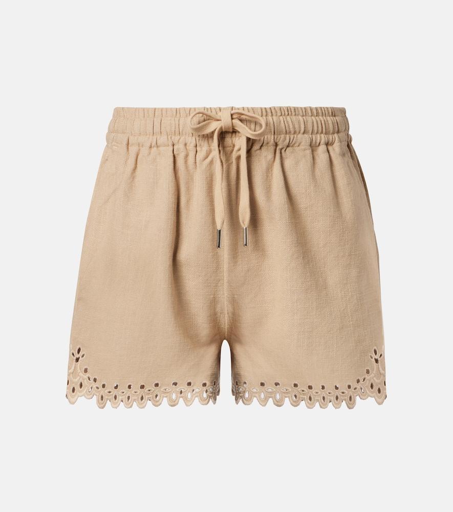 marant etoile balyme embroidered cotton shorts