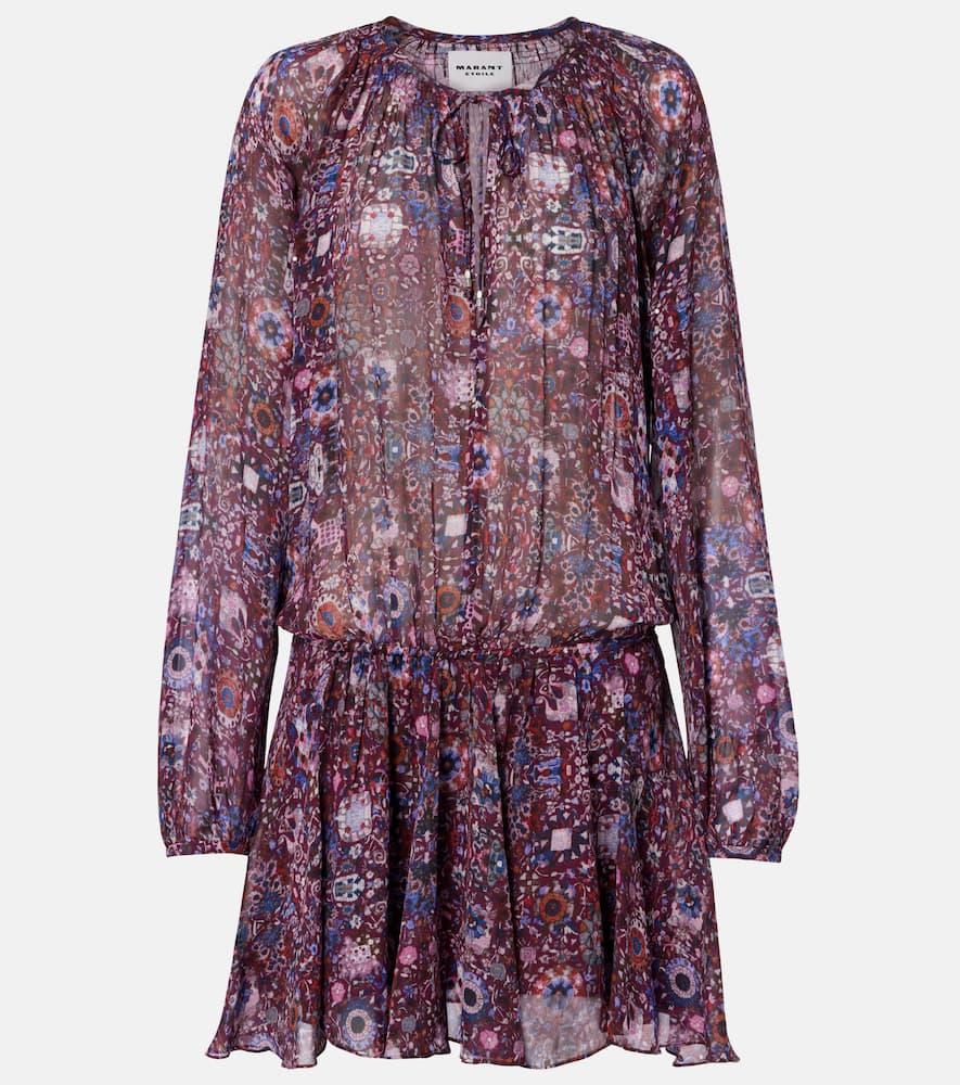 marant etoile bess floral shirred minidress
