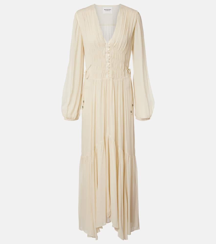 marant etoile briane gathered muslin maxi dress