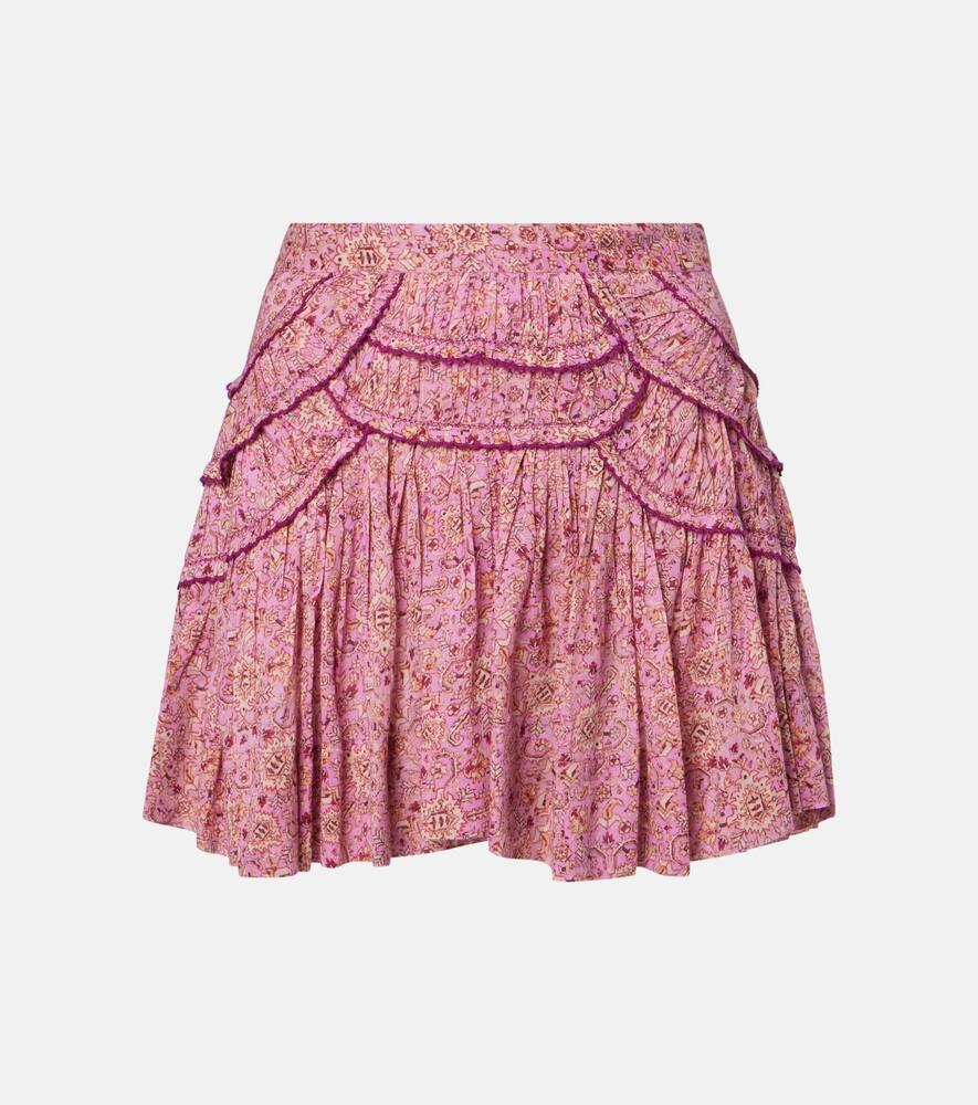 marant etoile ceola printed ruffled cotton skirt