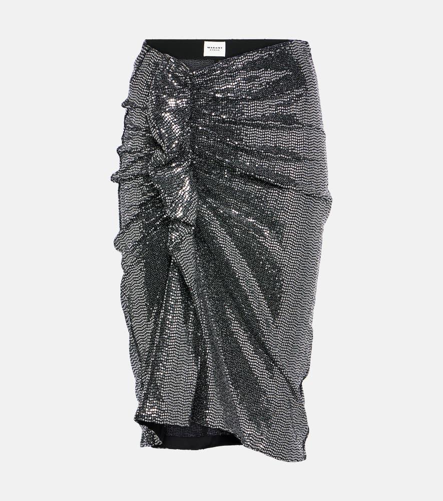 marant etoile dolene ruffled sequined tulle skirt