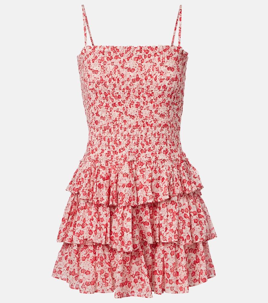 marant etoile elodie floral smocked cotton minidress