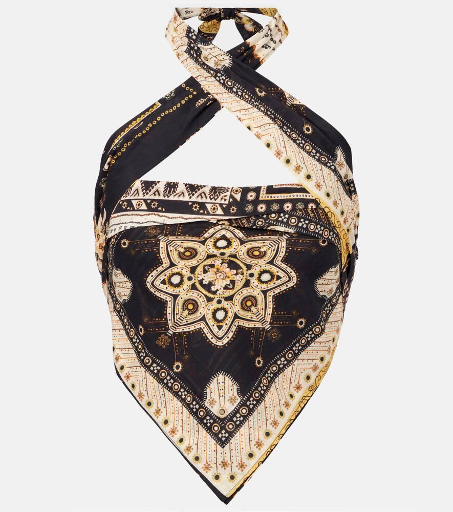 marant etoile feyza halterneck printed cotton top