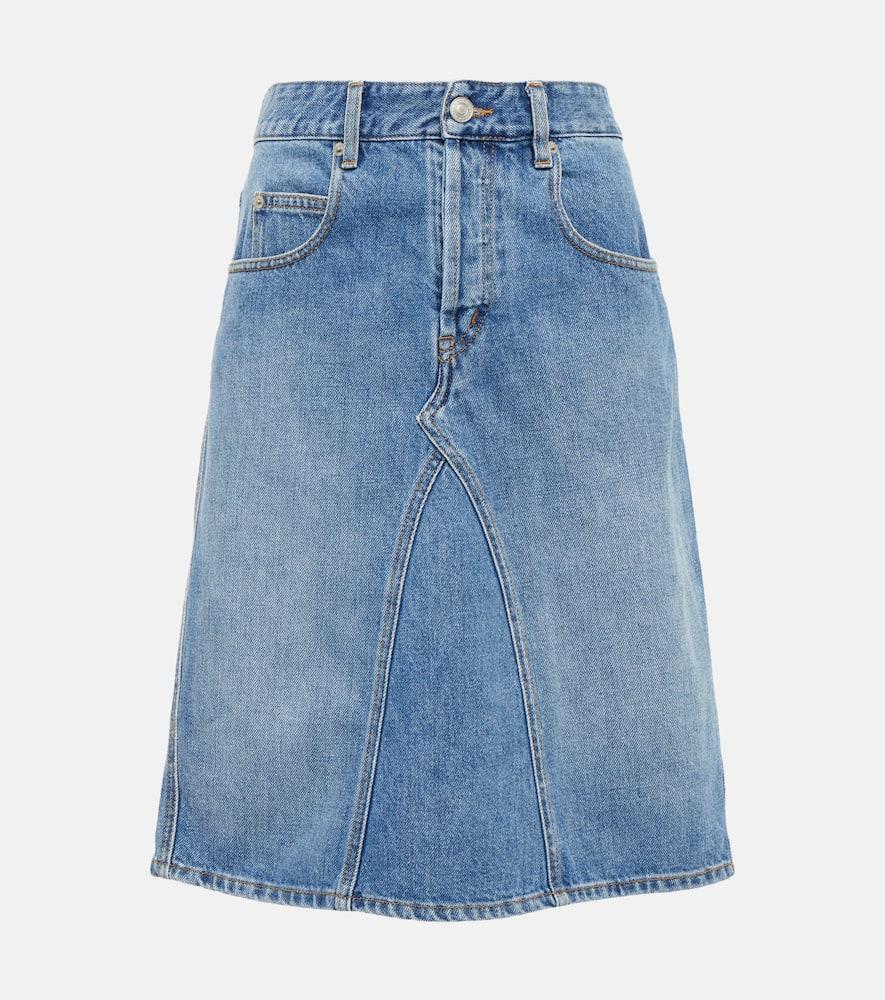 marant etoile fiali denim midi skirt