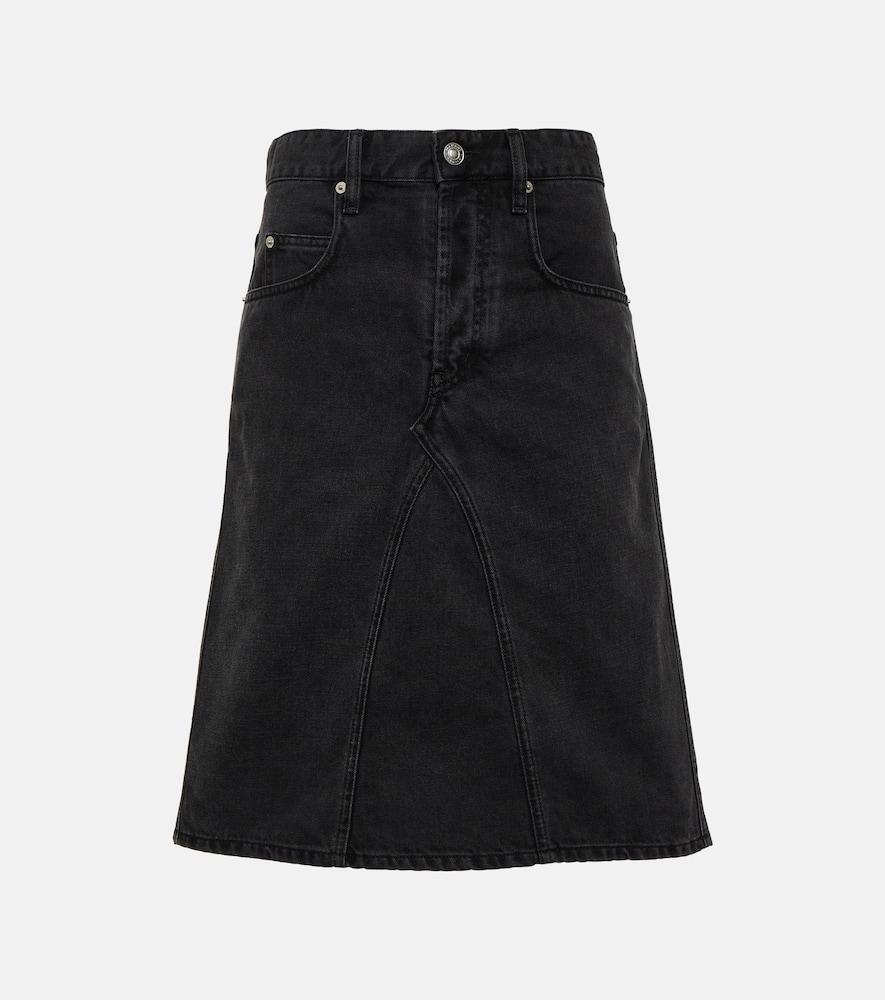marant etoile fiali denim midi skirt