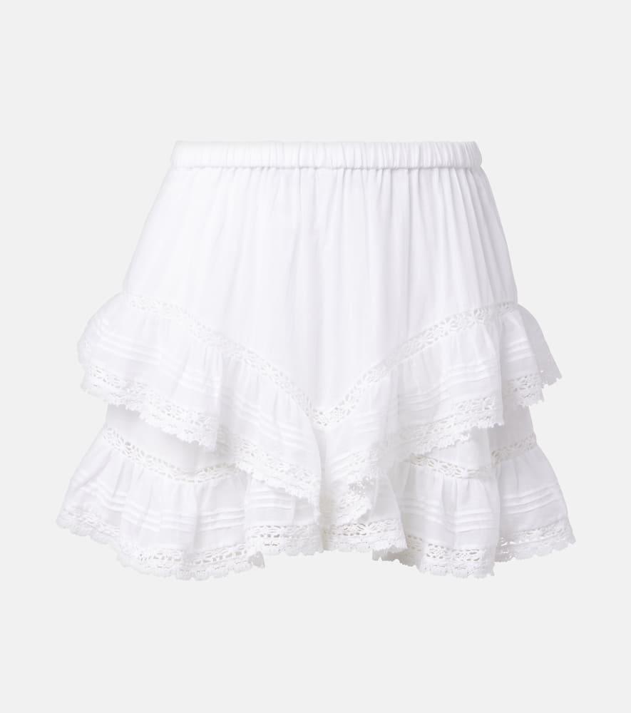 marant etoile geana ruffled cotton shorts