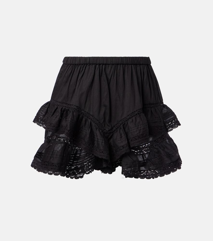 marant etoile geana ruffled cotton shorts