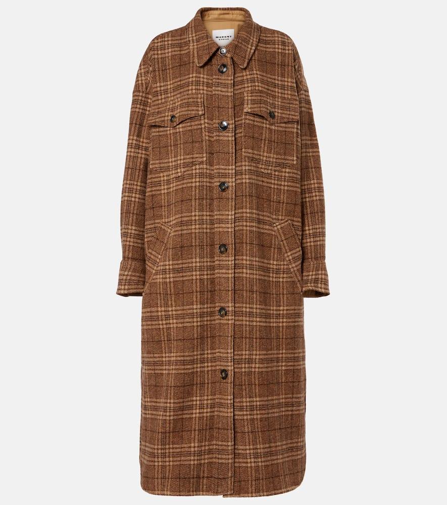 marant etoile gislene checked virgin wool coat