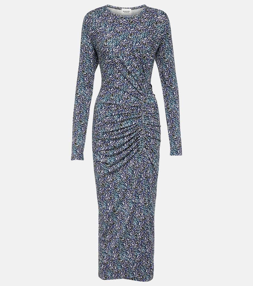 marant etoile jelina floral printed jersey midi dress