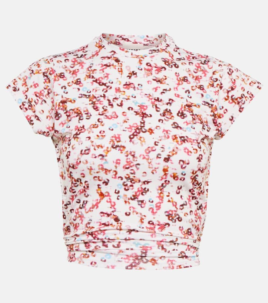 marant etoile juvia printed jersey crop top