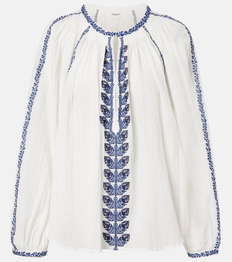 marant etoile lena embroidered cotton blouse