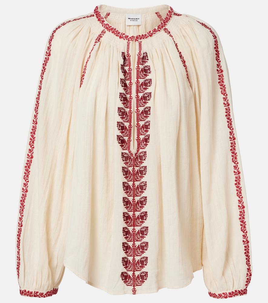 marant etoile lena embroidered cotton blouse