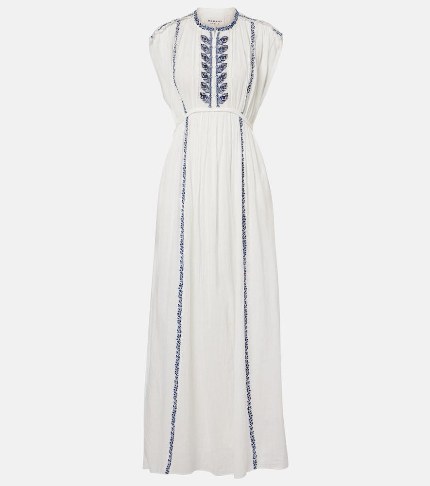 marant etoile liviane embroidered cotton maxi dress