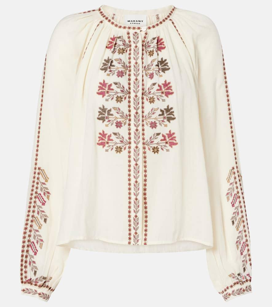 marant etoile lynne embroidered cotton blouse
