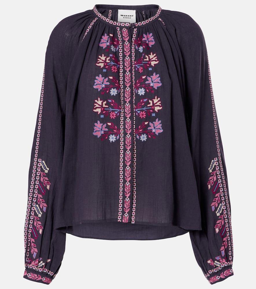 marant etoile lynne embroidered cotton blouse