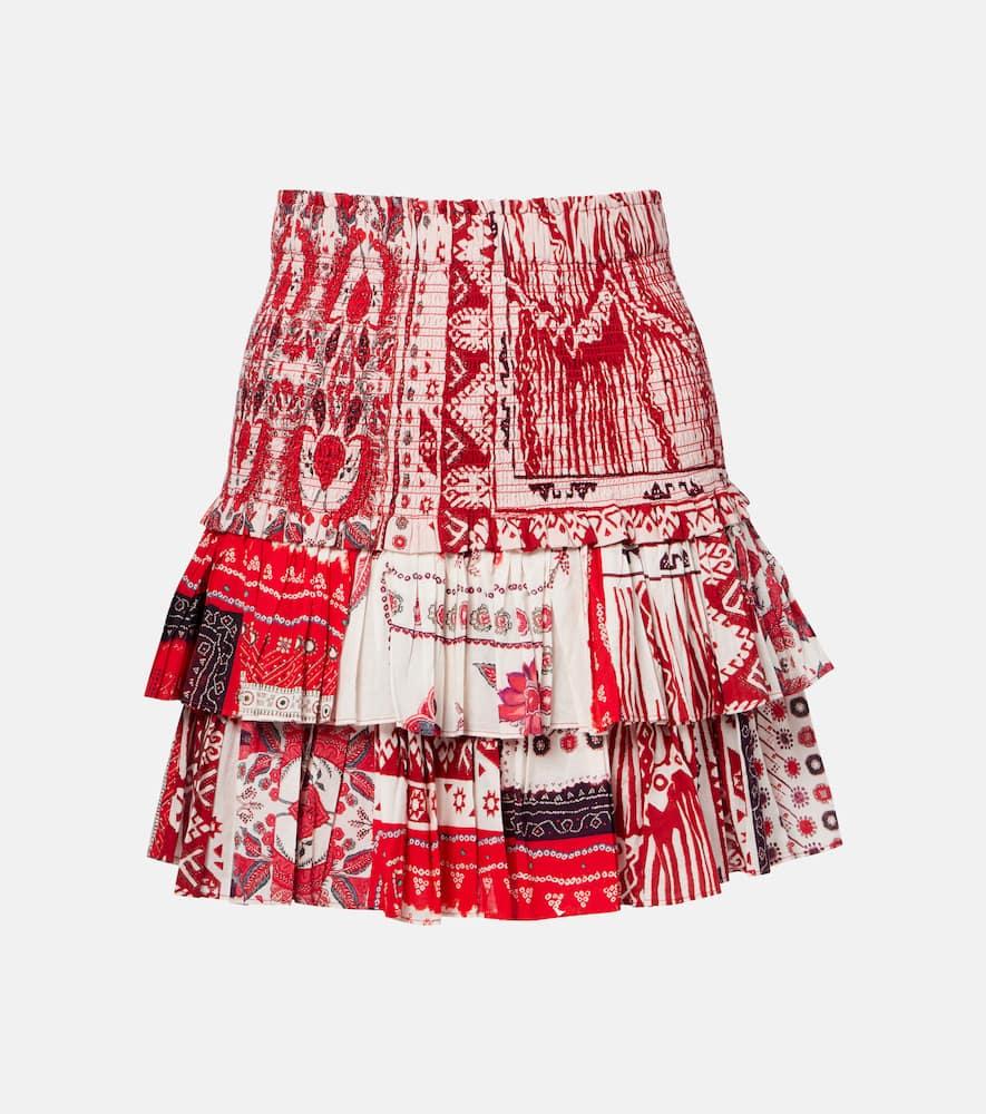 marant etoile naomi shirred printed cotton miniskirt