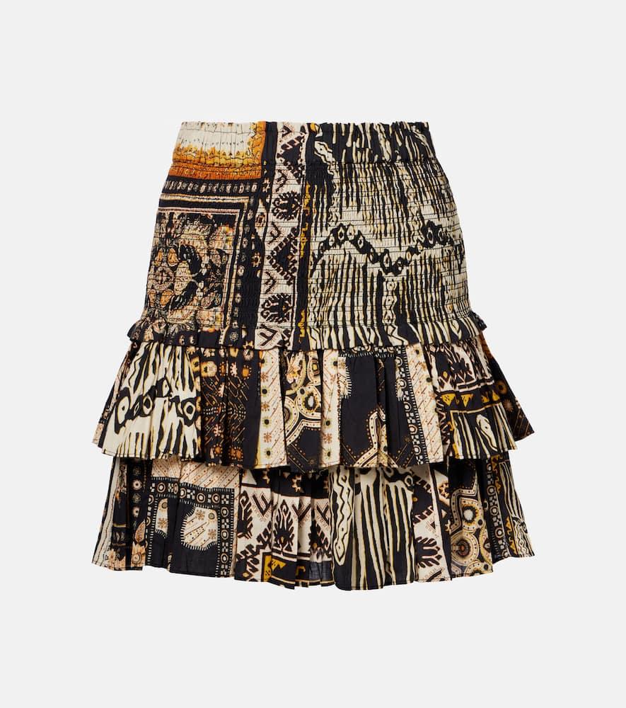 marant etoile naomi shirred printed cotton miniskirt