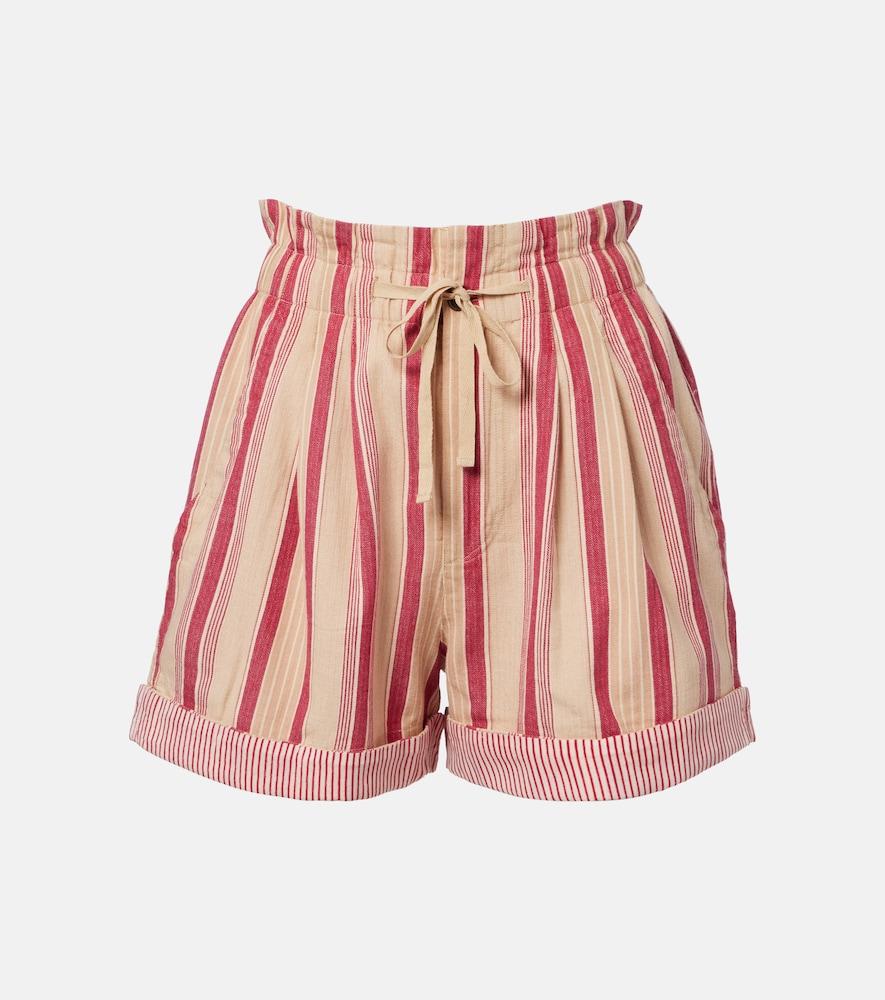 marant etoile nirma striped cotton shorts