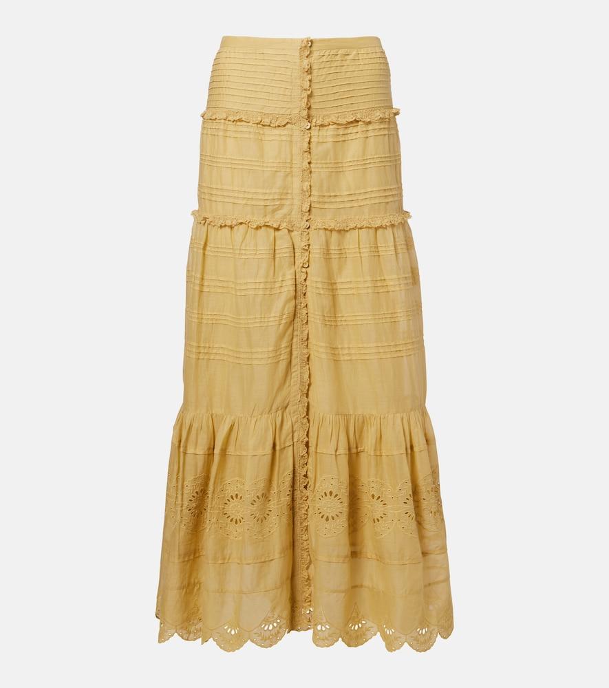 marant etoile paoline tiered cotton maxi skirt