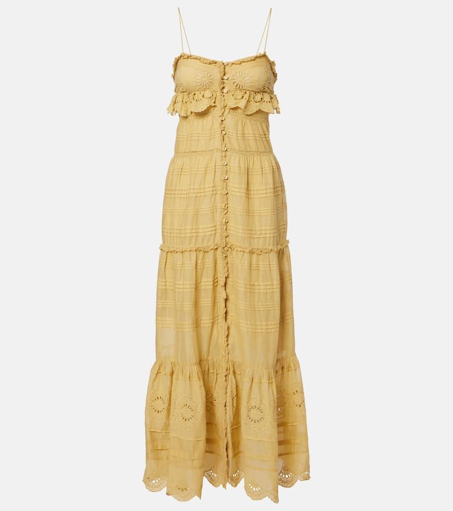 marant etoile paule lace-trimmed cotton maxi dress