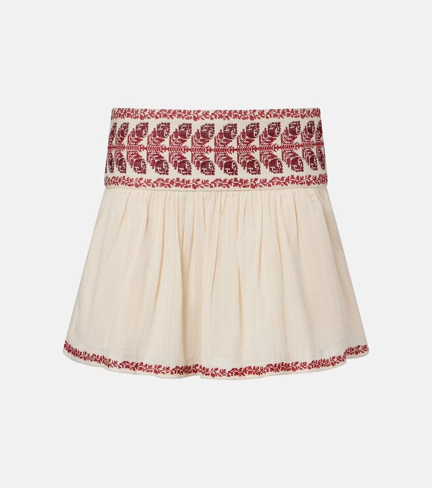 marant etoile picadilia embroidered cotton miniskirt
