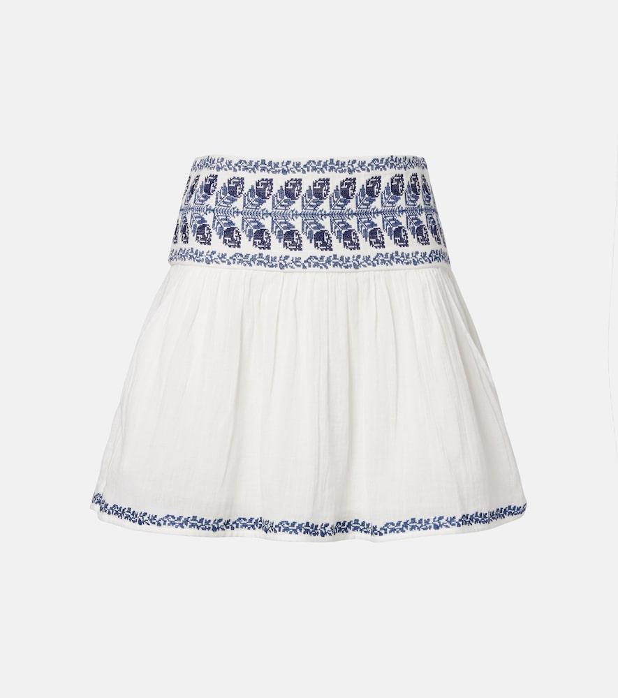 marant etoile picadilia embroidered cotton miniskirt