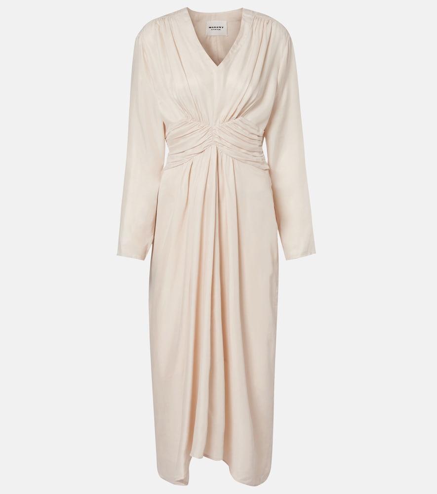marant etoile pleated gathered midi dress
