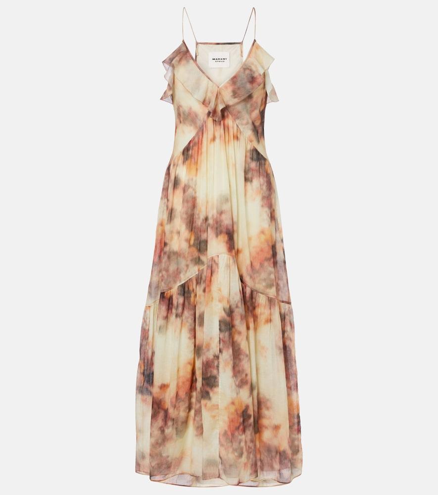 marant etoile printed cotton midi dress
