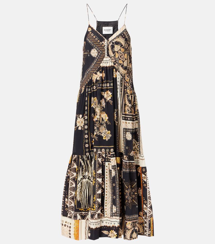 marant etoile sabbage printed cotton midi dress