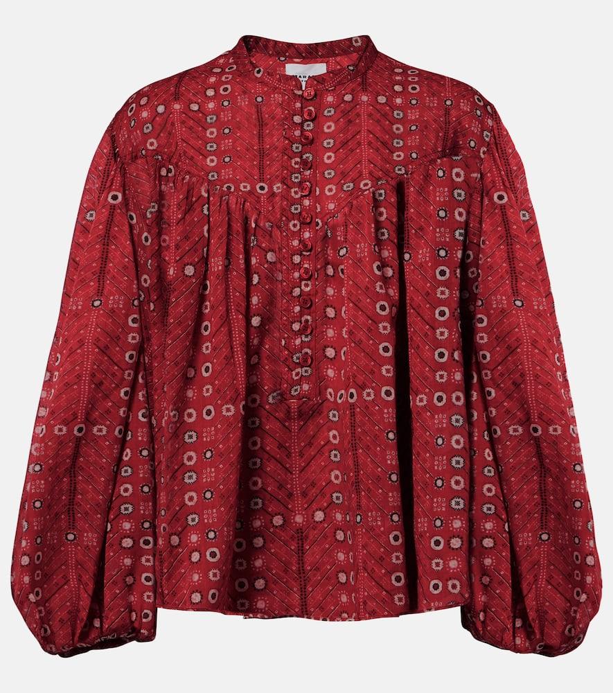 marant etoile salika printed cotton blouse