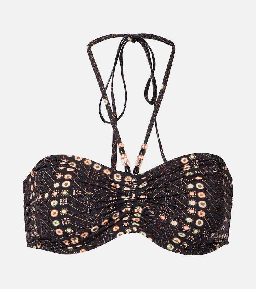 marant etoile salmage printed halterneck bikini top