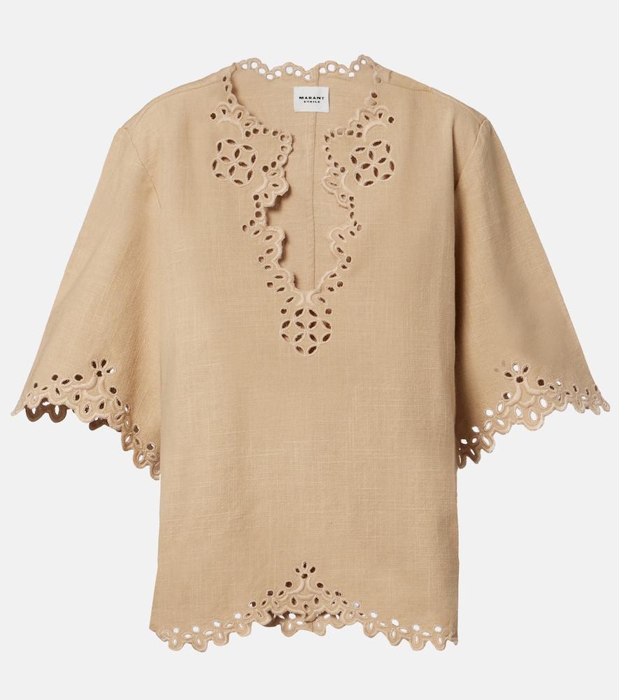marant etoile shana embroidered cotton top