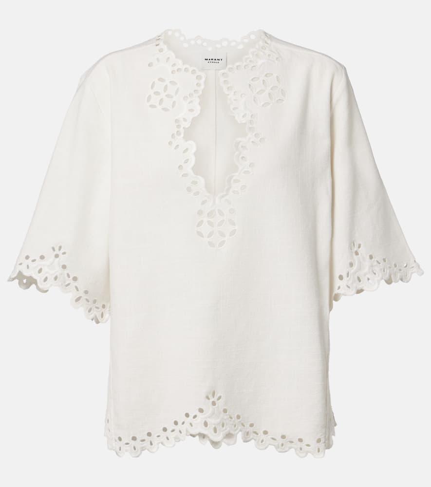 marant etoile shana embroidered cotton top