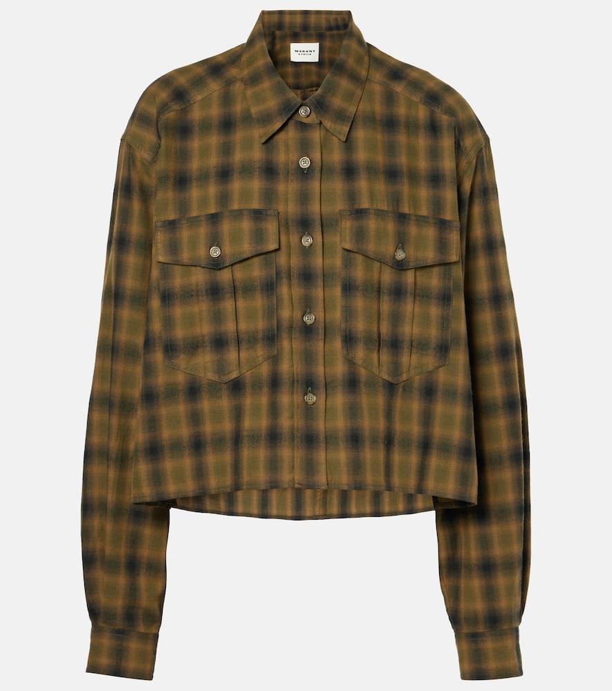 marant etoile telina plaid cropped cotton shirt