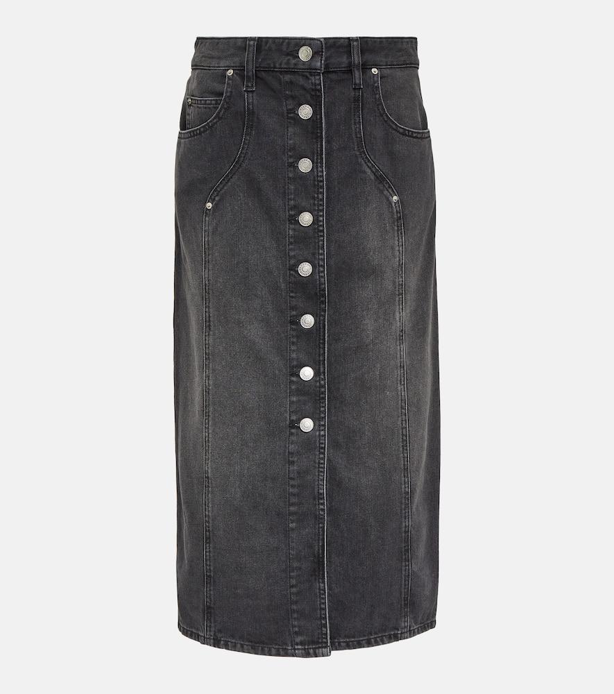 marant etoile vandy denim midi skirt