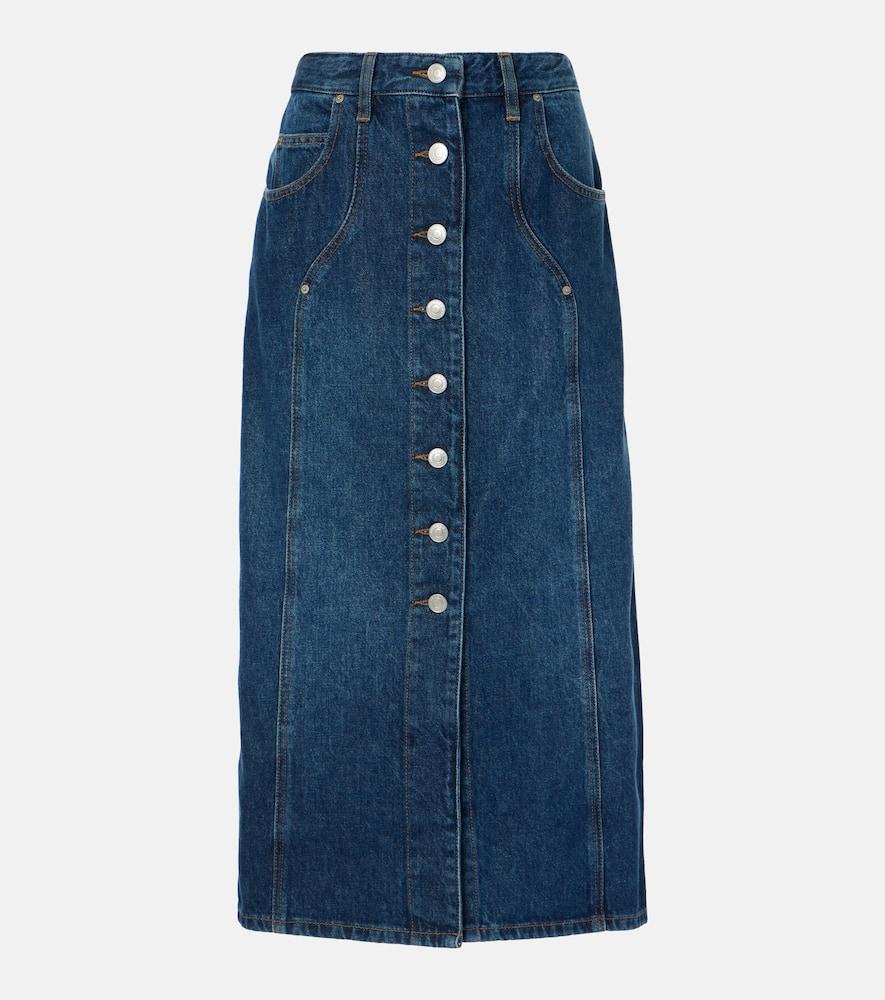 marant etoile vandy denim midi skirt