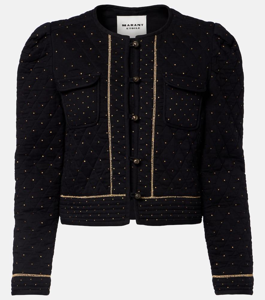 marant etoile vania embellished cropped cotton jacket