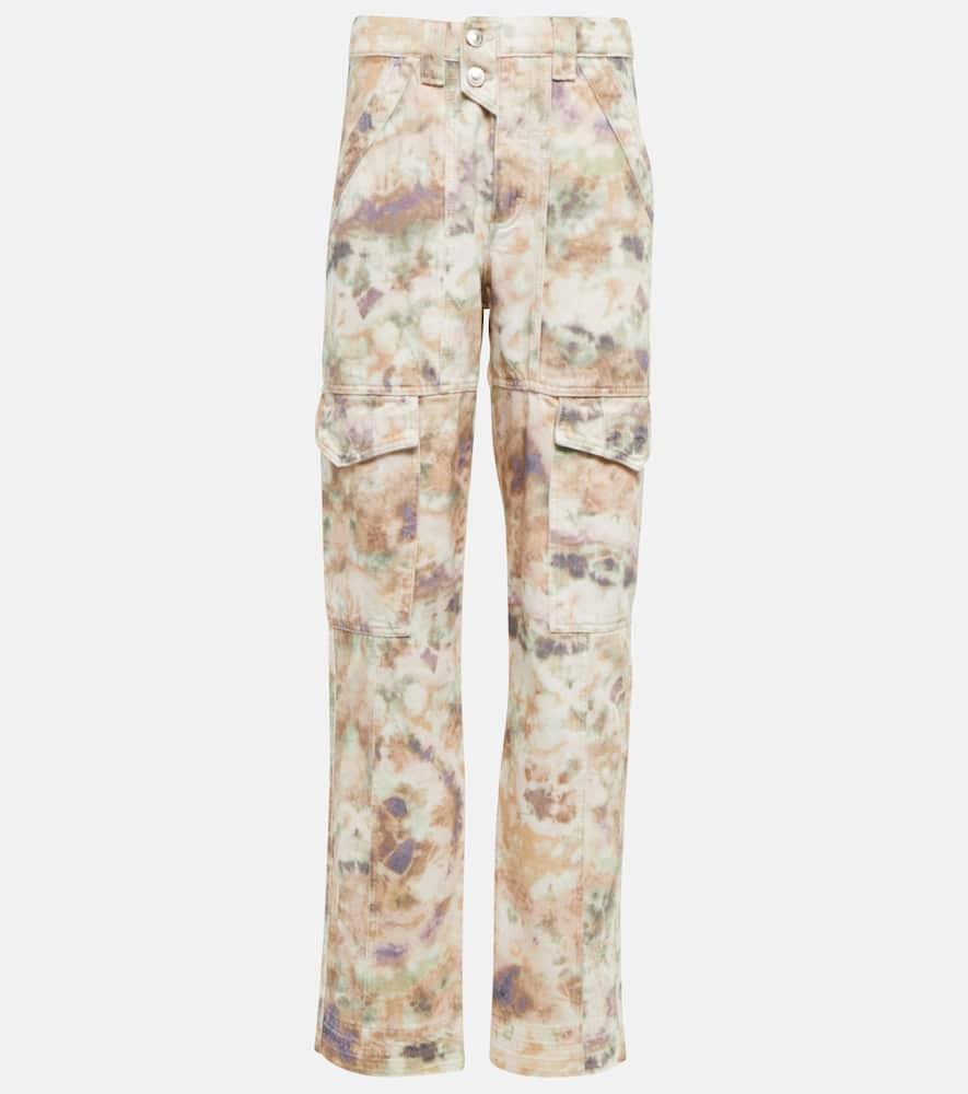marant etoile vayoneo printed denim cargo pants
