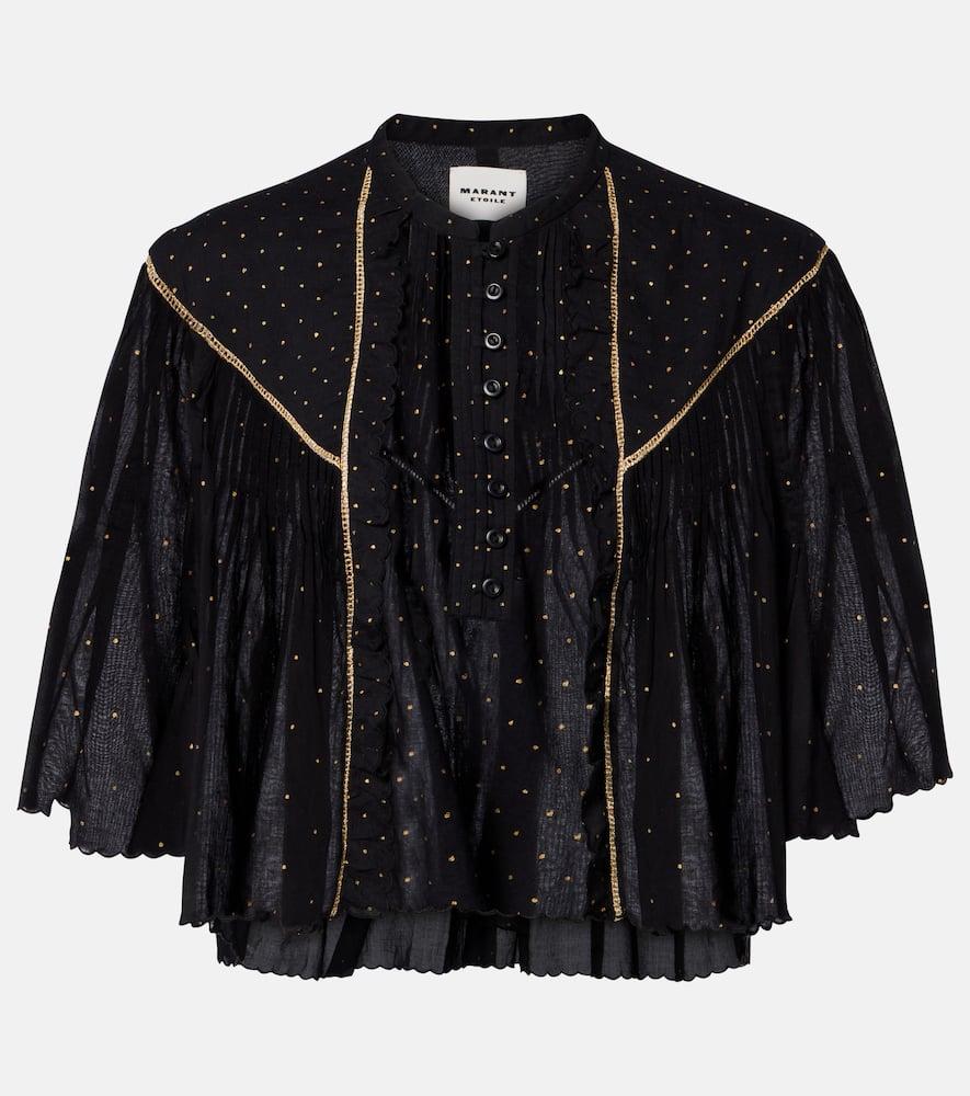 marant etoile veenia embellished cropped cotton top