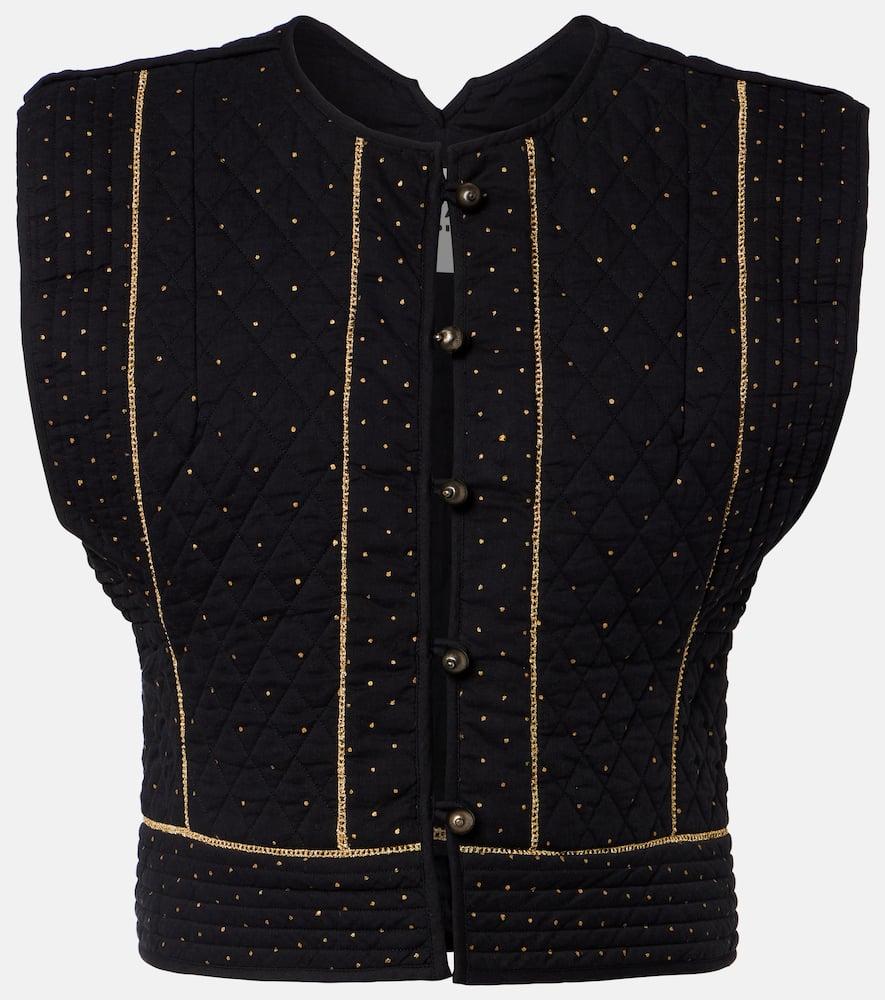 marant etoile volana embellished cropped cotton vest
