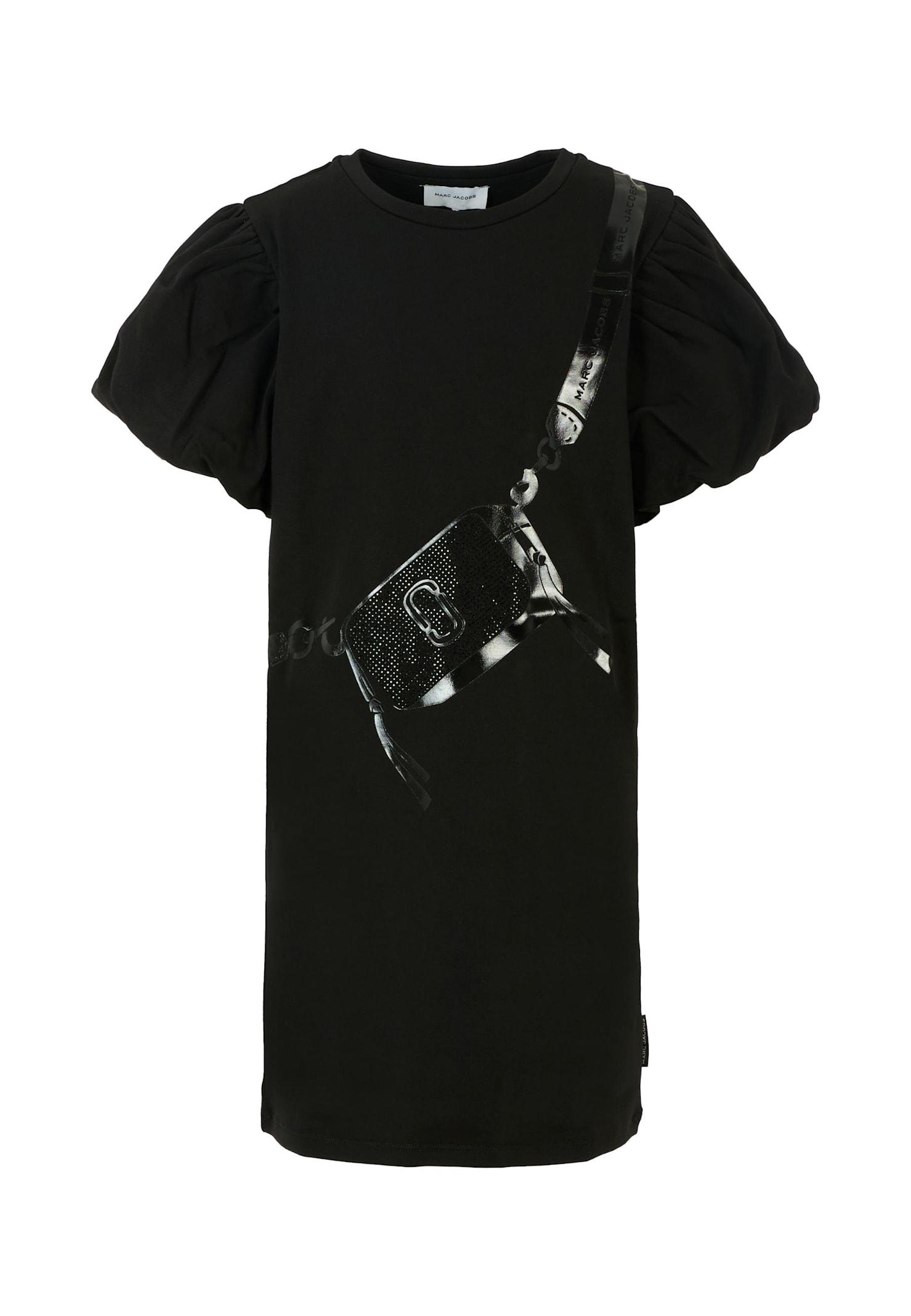 marc jacobs black dress for girl with bag print