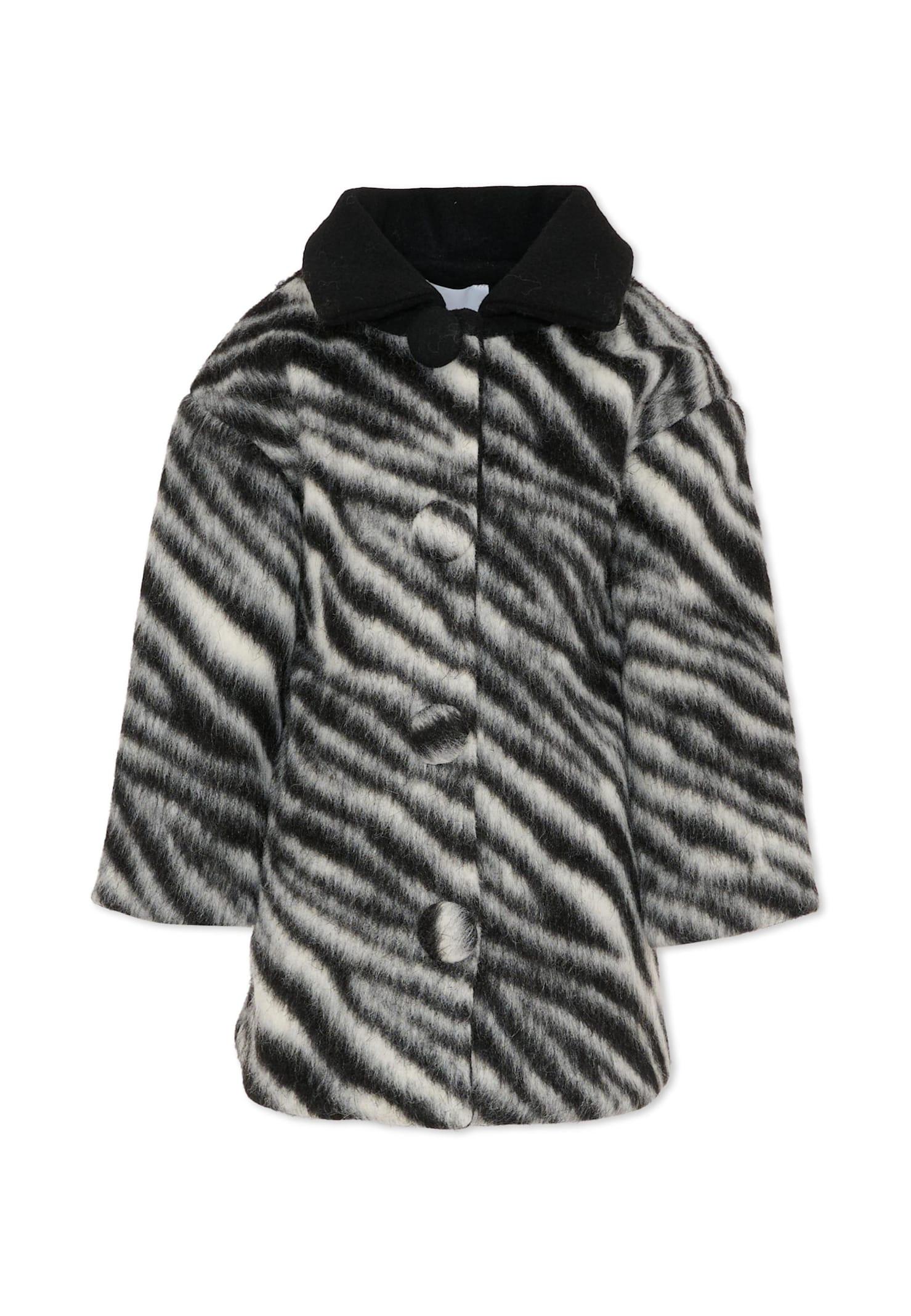 marc jacobs black faux fur coat for girl with logo