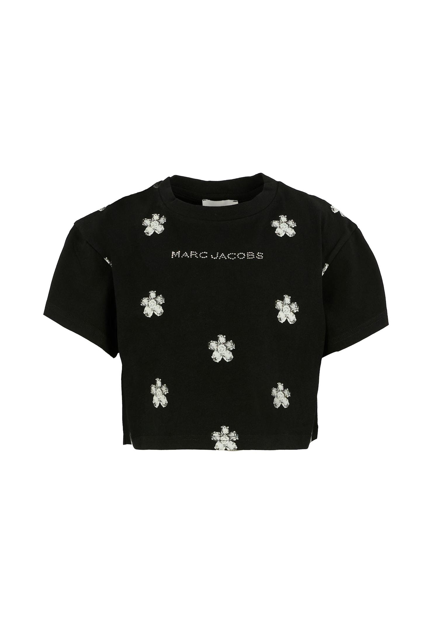 marc jacobs black t-shirt for girl with flowers