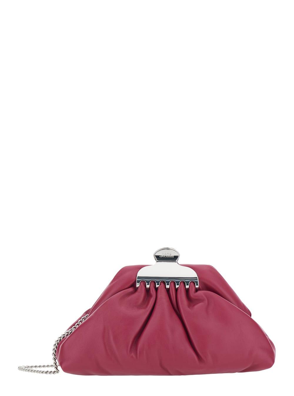 marc jacobs clutch claw clip piccola with chain strap and leather clip detail in pink for women