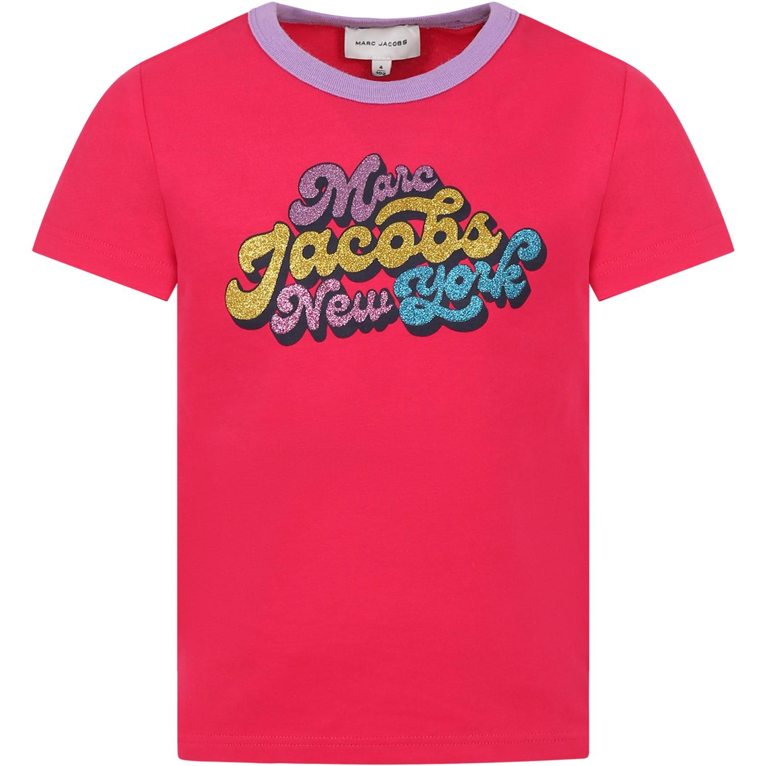 marc jacobs fuchsia t-shirt for girl with logo